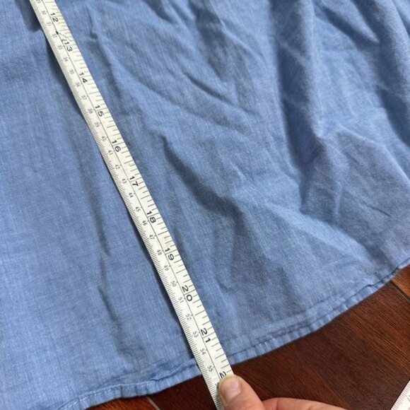 LOFT Embroidered Smock Light Blue Long Sleeve Blouse Size Large Petite - Picture 4 of 6